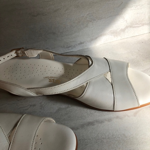 SAS White Bone Wedge Sandals Tripad Comfort 10 W - Picture 10 of 10